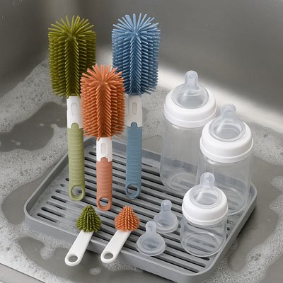 Goupillon biberon antibactérien | Silicone 360°